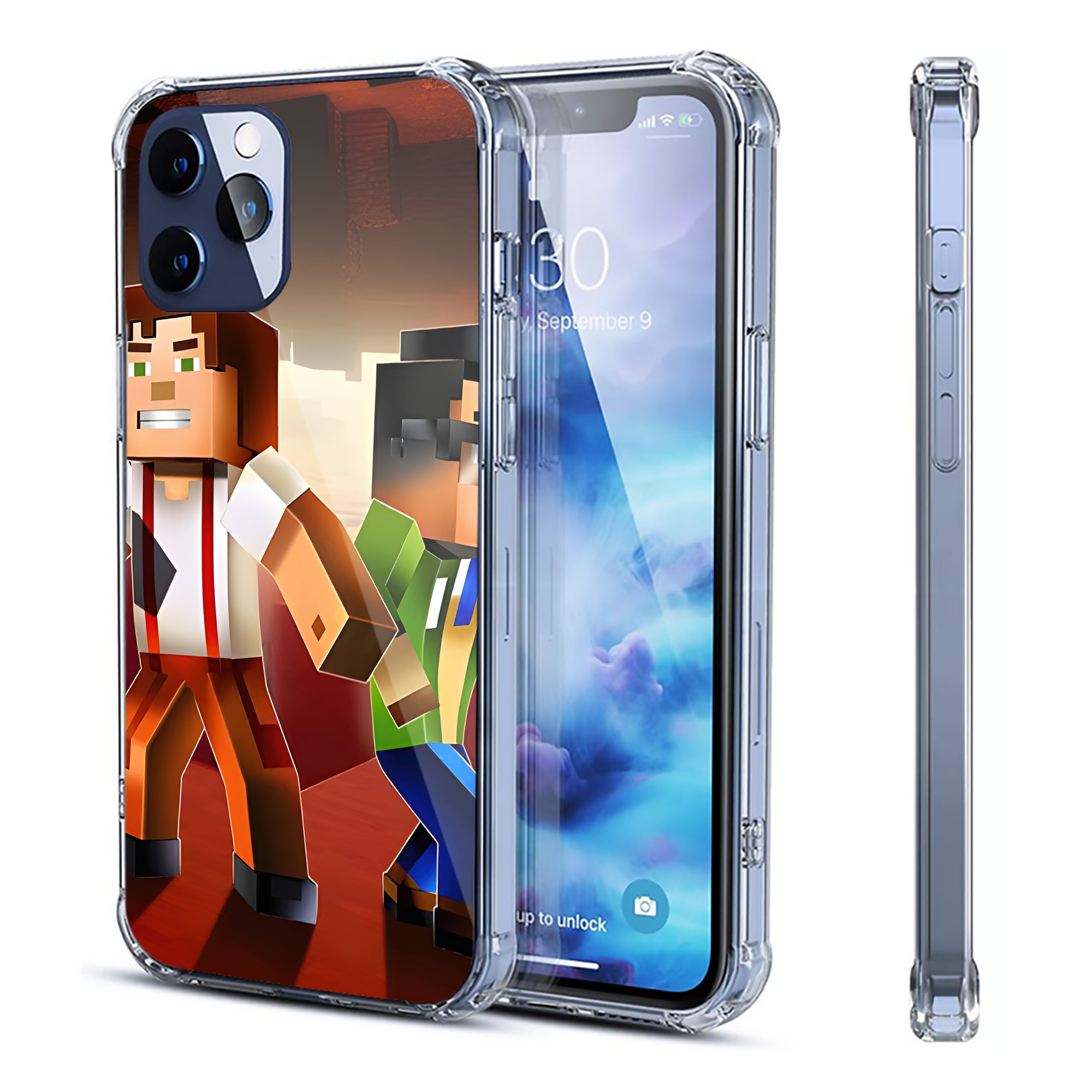 （画像用） マインクラフト ブロックの世界 Minecraft MC Block world 【iPhone 12シリーズ対応】透明スマホケース（クリアソフトケース）